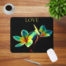 Förbluffande Plumeria Watercolor Theme Mousepad