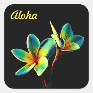 Förbluffande Pumeria Watercolor Theme STICKERS Fyrkantigt Klistermärke