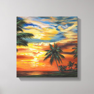 Förbluffande Tropical Sunset Canvastryck