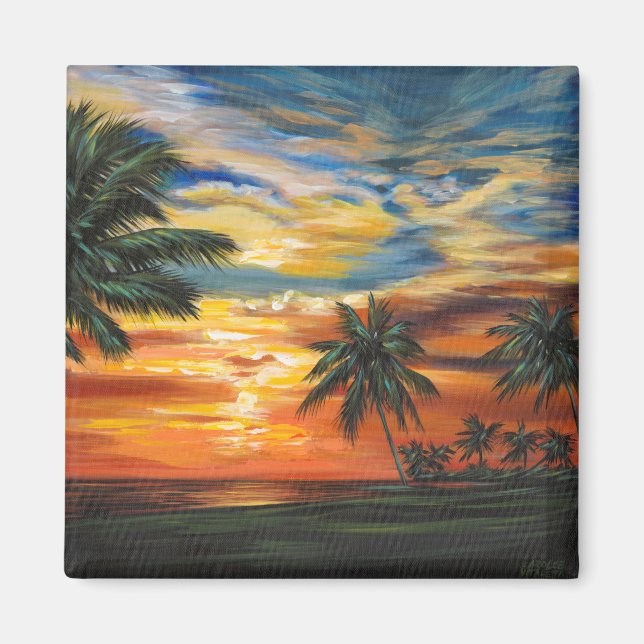 Förbluffande Tropical Sunset Magnet (Framsidan)