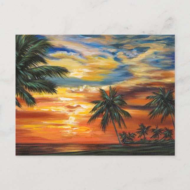 Förbluffande Tropical Sunset Vykort (Framsida)