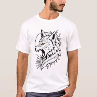 Förbluffande Varg Ansikte Design T-Shirt