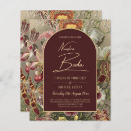 Förbluffande Vintage botaniskt Burgundy Blommigt W