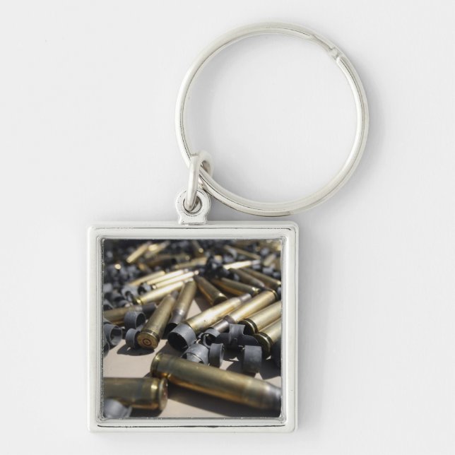Förbrukade penslar och ointegrerade länkar fyrkantig silverfärgad nyckelring (Framsidan)