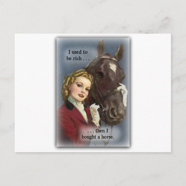 Förbrukade vara rik, köpte en häst vykort (Framsida)