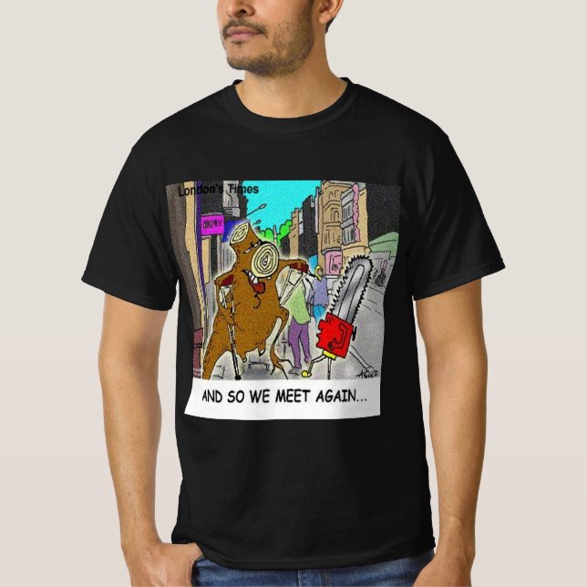 Förbryllad: Motorsåg Vs Träd rolig serie T Shirt (Framsida)