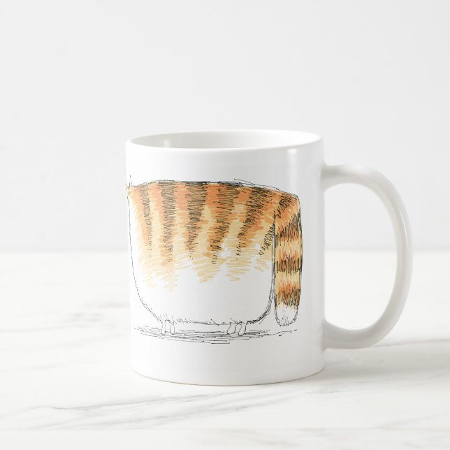 Förbryllad randig tecknadkatt för orange kaffemugg (Höger)