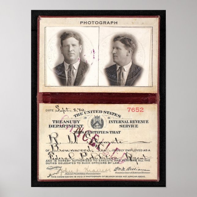 FÖRBUD AGENT SHUMATE 1920 POSTER (Framsidan)