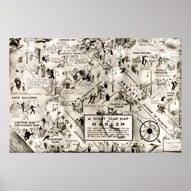 Förbud Era Harlem, New York Speakeasy Karta Poster (Framsidan)