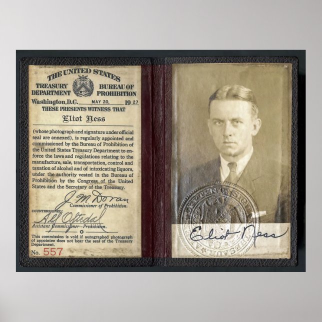 FÖRBUD MOT AGENT ELIOT NESS CREDENTIALS 1927 POSTER (Framsidan)