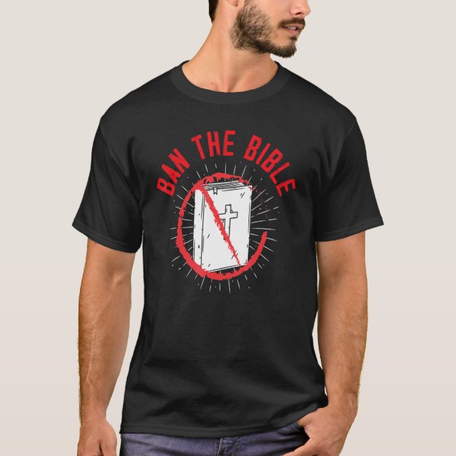Förbud mot bibeln mot religionen vid svartkonfekti t shirt (Framsida)