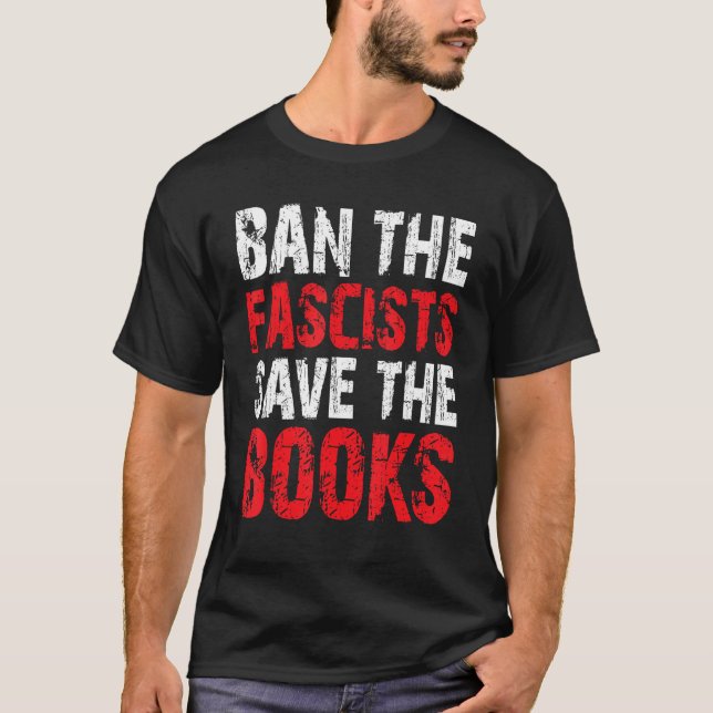 Förbud mot fascisternas Spara Bokar Bok Mask NERD  T Shirt (Framsida)