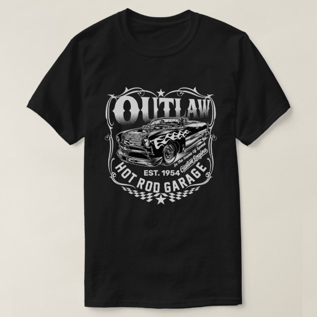 Förbud mot Hot rod Garage Classic Car White Graphi T Shirt (Design framsida)