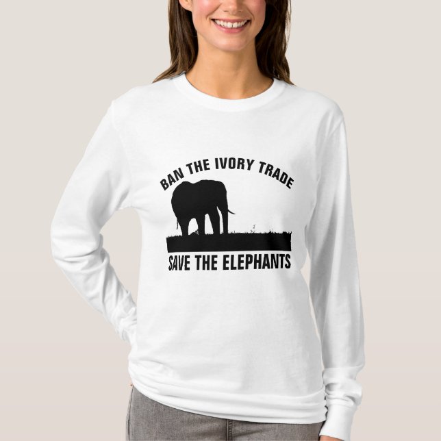 FÖRBUD MOT IVORHANDEL, SPARA AV ELEPHANTS T-shirts (Framsida)