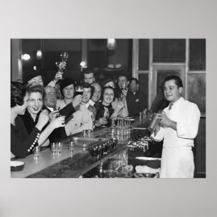 Förbud, Pub Cart, Black and White Vintage Poster