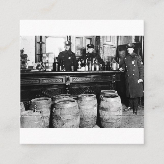 Förbud - Speakeasy Police Raid Bootlegger - M Fyrkantigt Visitkort (Framsida)
