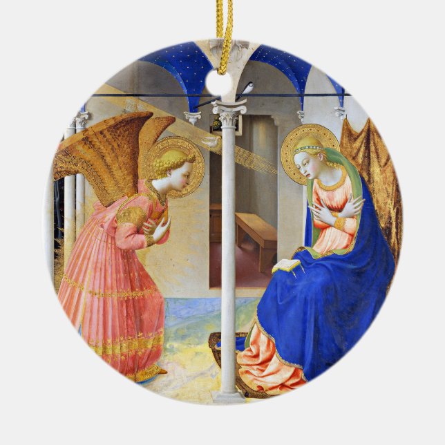 FÖRBUNDET AV Fra Beato Angelico-julblått Julgransprydnad Keramik (Framsidan)