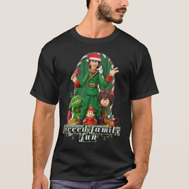 Forced Family Fun Christmas Tee | Funny Holiday El (Framsida)