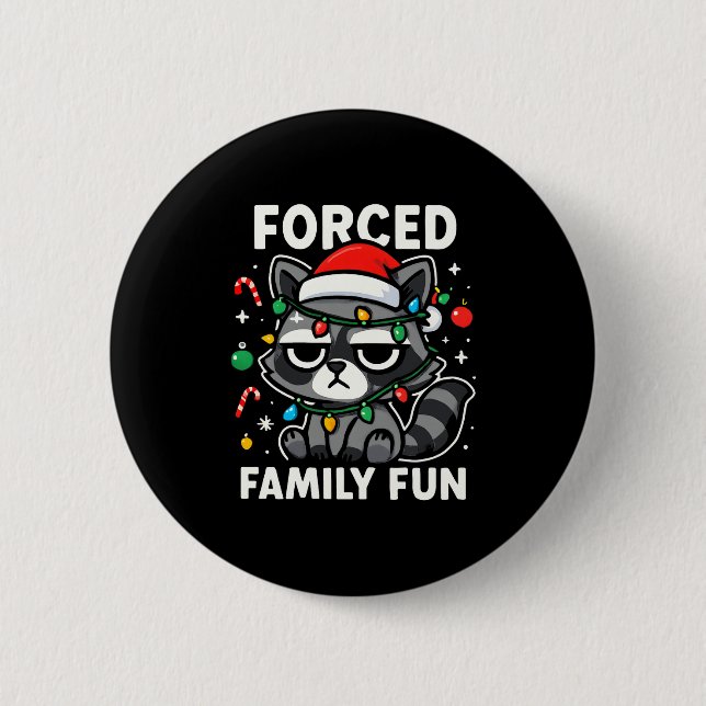 Forced Family Fun – Funny Sarcastic Raccoon Xmas C Knapp (Framsida)