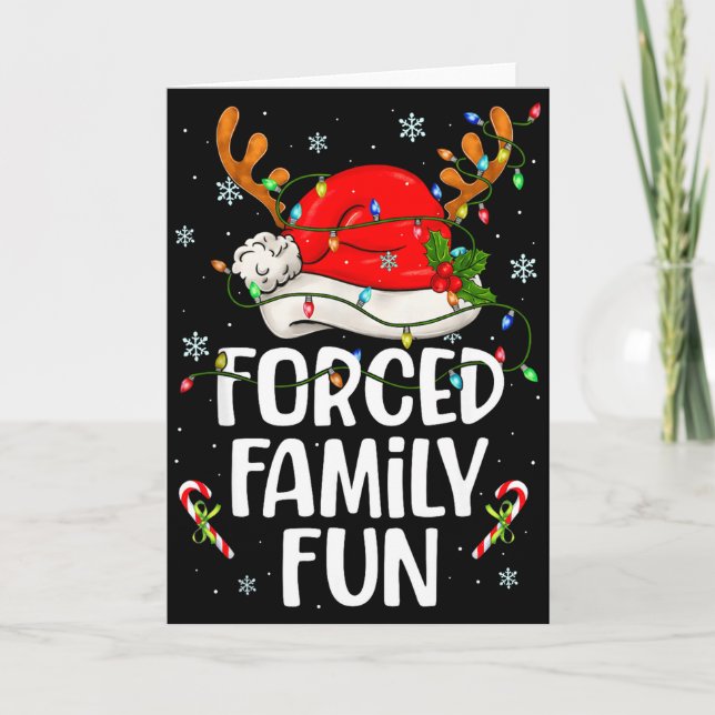 Forced Family Fun Sarcastic Christmas Funny Men Wo Kort (Framsida)