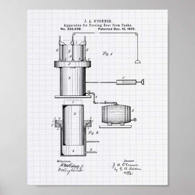 Forcing Beer 1879 Patent Art - Led Peper Poster (Framsidan)