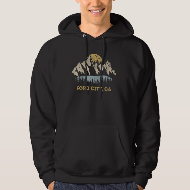 Ford City California Mountain Sunset Sunrise CA Hoodie (Framsida)