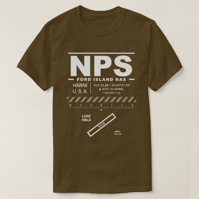 Ford Island NAS Naval Luft Station NPS T-Shirt (Design framsida)