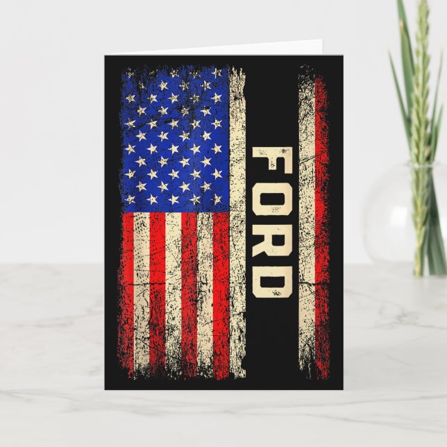 Ford Last Name Shirt Ford Name American Flag  Kort (Framsida)