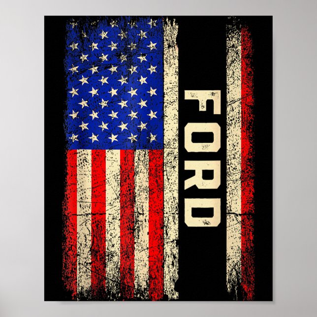 Ford Last Name Shirt Ford Name American Flag  Poster (Framsidan)