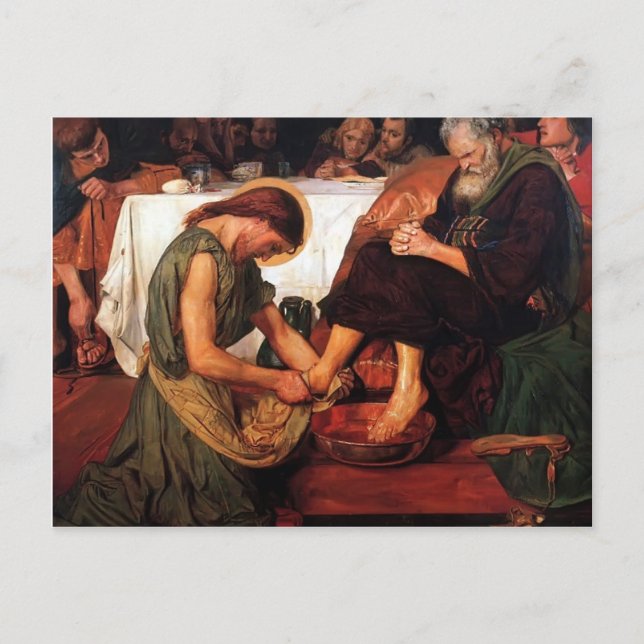 Ford Madox Brown - Jesus tvättar Peters fötter Vykort (Framsida)