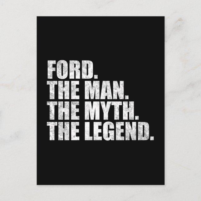 Ford namn, Ford Mannen Myten Legenden Vykort (Framsida)