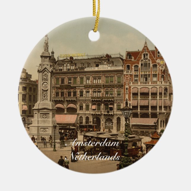 Fördämningen kvadrerar, Amsterdam, Nederländerna Julgransprydnad Keramik (Framsidan)