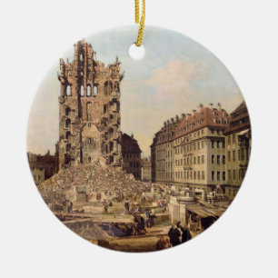 Fördärvar av den gammala Kreuzkirchen, Dresden Julgransprydnad Keramik