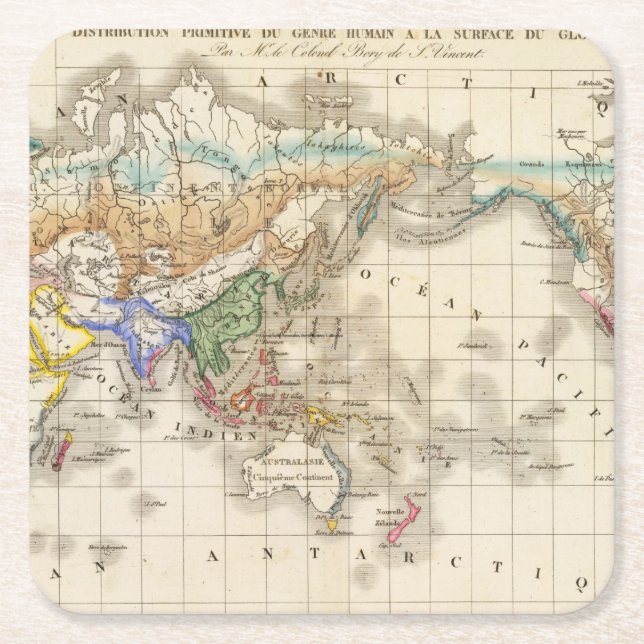 Fördelningsurinnevånare du genre humain underlägg papper kvadrat (Framsidan)