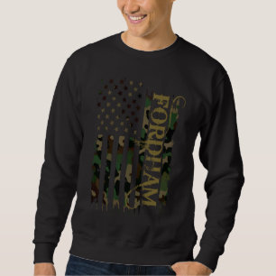 Fordham United Stater Distress Camo w US Flagga Lång Ärmad Tröja