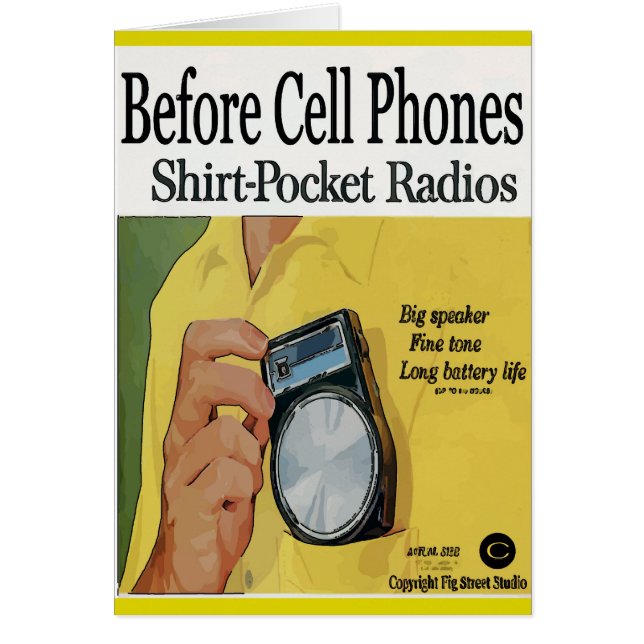 Före cellens Mobila, Transistor Radios Hälsningskort (Framsidan)