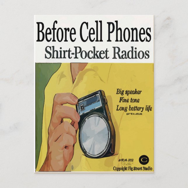 Före cellens Mobila, Transistor Radios Vykort (Framsida)