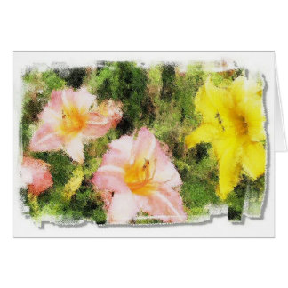 Före dettablomsterutställning hälsningskort