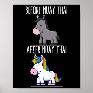 Före efter muay Thai Unicorn Fighter Boxing Poster