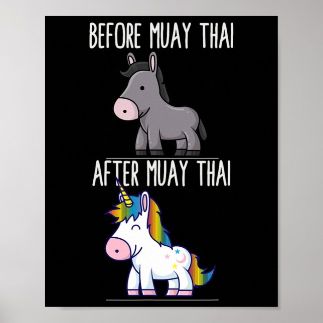 Före efter muay Thai Unicorn Fighter Boxing Poster (Framsidan)