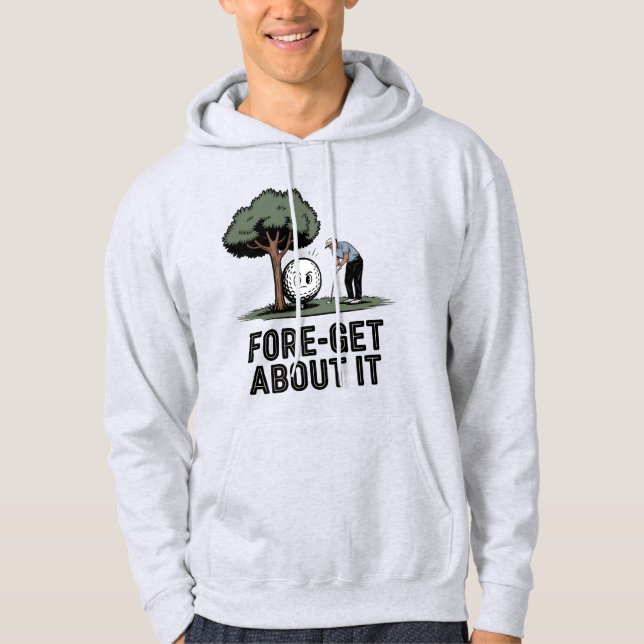 Fore-Get About It – Funny Golf Cartoon with Tree  Hoodie (Framsida)