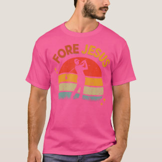 Fore Jesus Christian Golf Retro 70S Religiösa Golf T Shirt