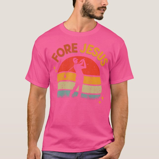 Fore Jesus Christian Golf Retro 70S Religiösa Golf T Shirt (Framsida)