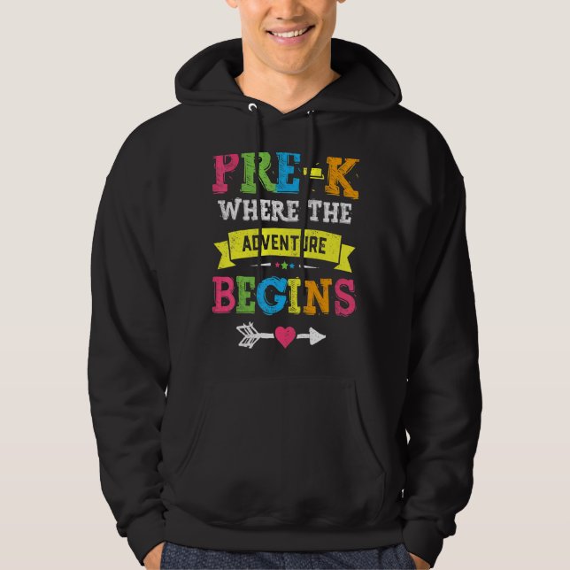 Före K där Äventyr börjar Back to school t Hoodie (Framsida)
