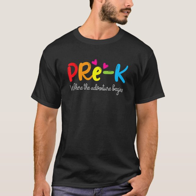 Före K där Äventyr börjar Back to school Te T Shirt (Framsida)