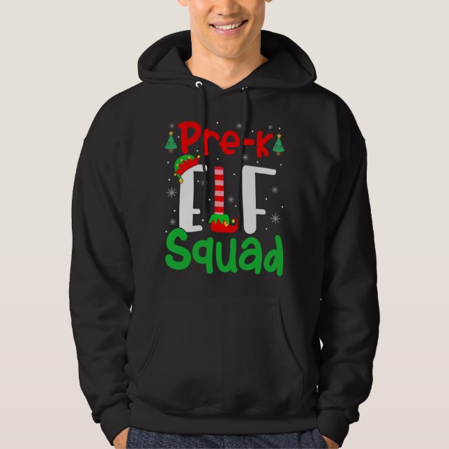 Före K ELF Squad Funny jul ELF Kids Teacher Hoodie (Framsida)