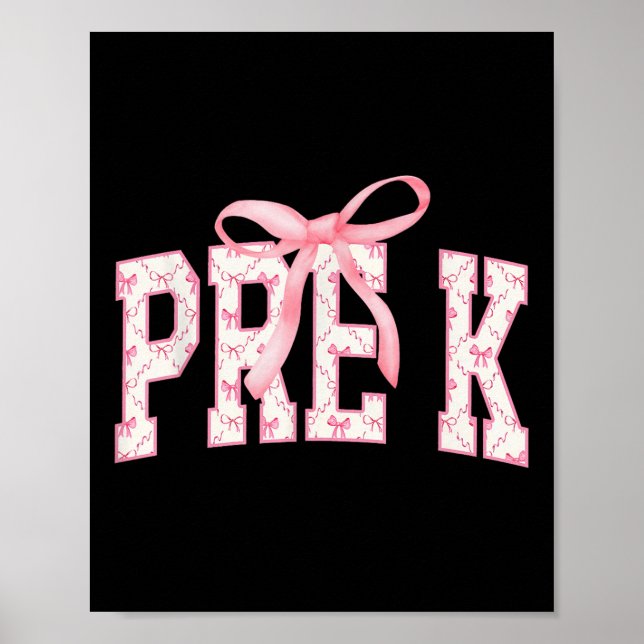 Före K Preschool Coquette Bow Back to school Lyckl Poster (Framsidan)