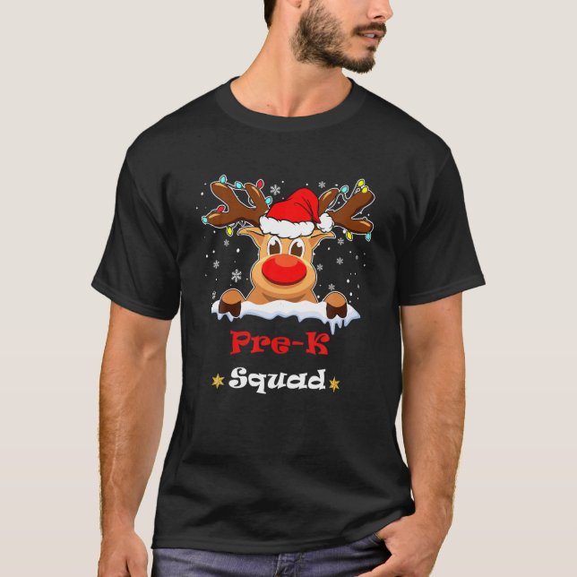 Före K Squad Play Reindeer Santa Hat Teacher Julaf T Shirt (Framsida)