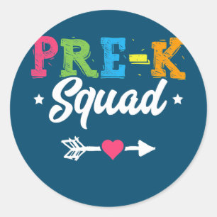 Före K Squad Teacher Student Kids Preschool Tillba Runt Klistermärke