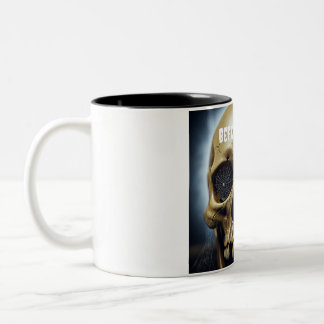 Före Kaffe Spooky Skull med två ton mugg